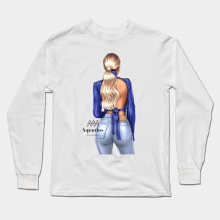 Aquarius Zodiac Girl Fashion Drawing Long Sleeve T-Shirt